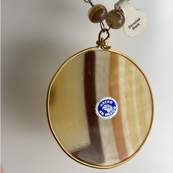 Vintage Genuine Onyx Handcrafted sundisk statement necklace - Picture 3 of 10